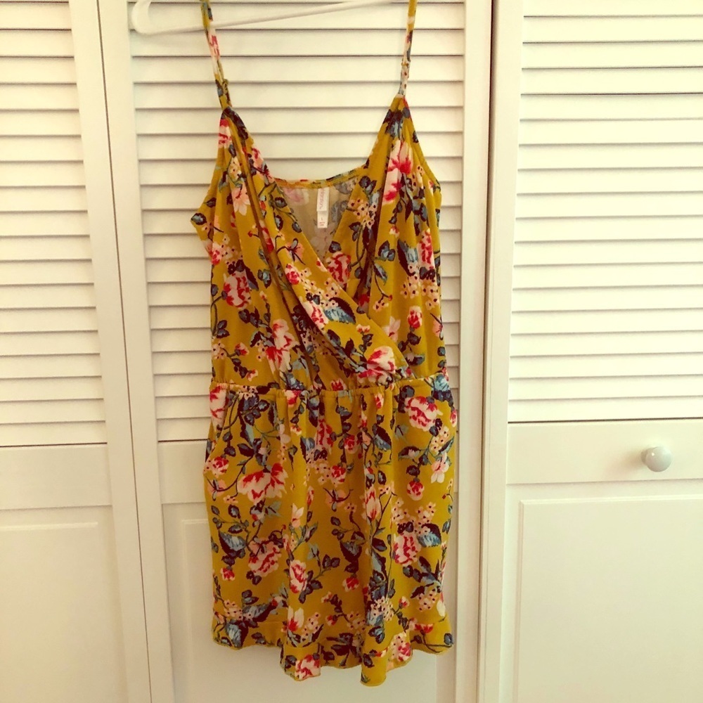 Yellow and pink floral romper